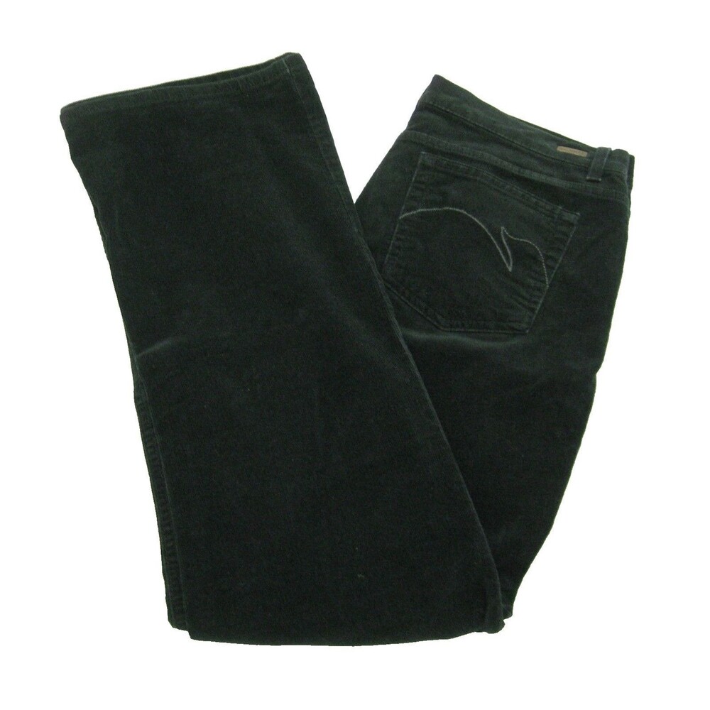 Gloria Vanderbilt Womens Size 14 Black Flat Front Corduroy Pants 5 Pockets